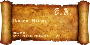 Barber Miron névjegykártya
